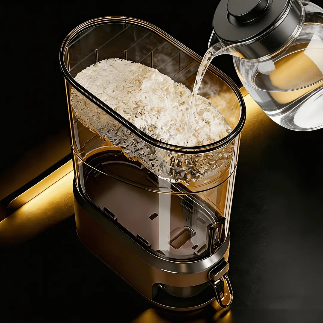 Transparent Rice Dispenser With Measuring Cup For Dry Food Storage