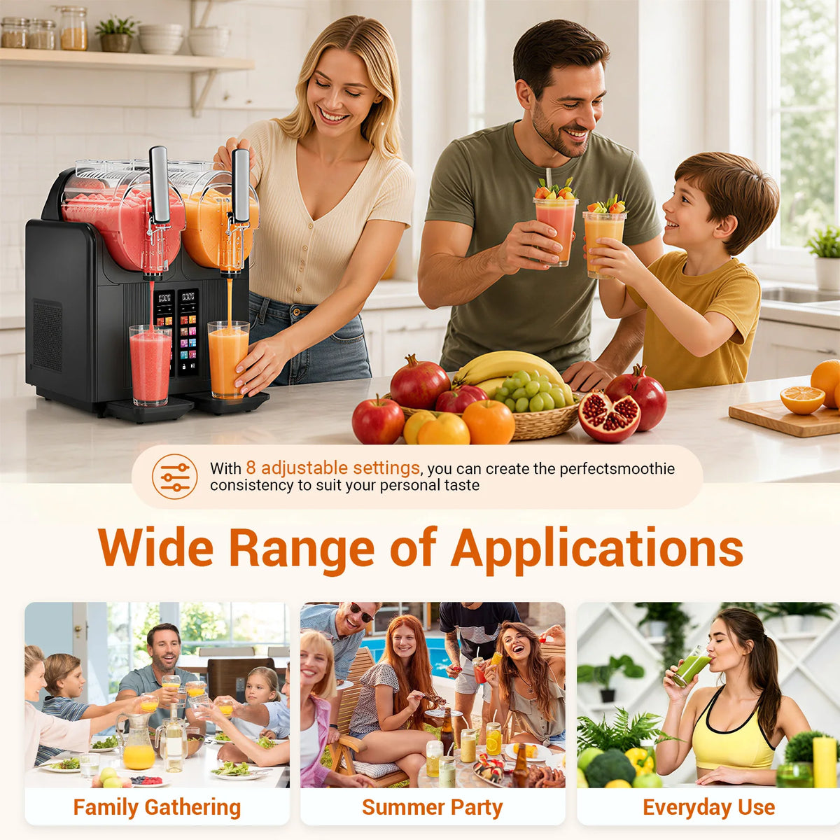 Frozen Drink Slushie Machine With Preset Modes And LED Display