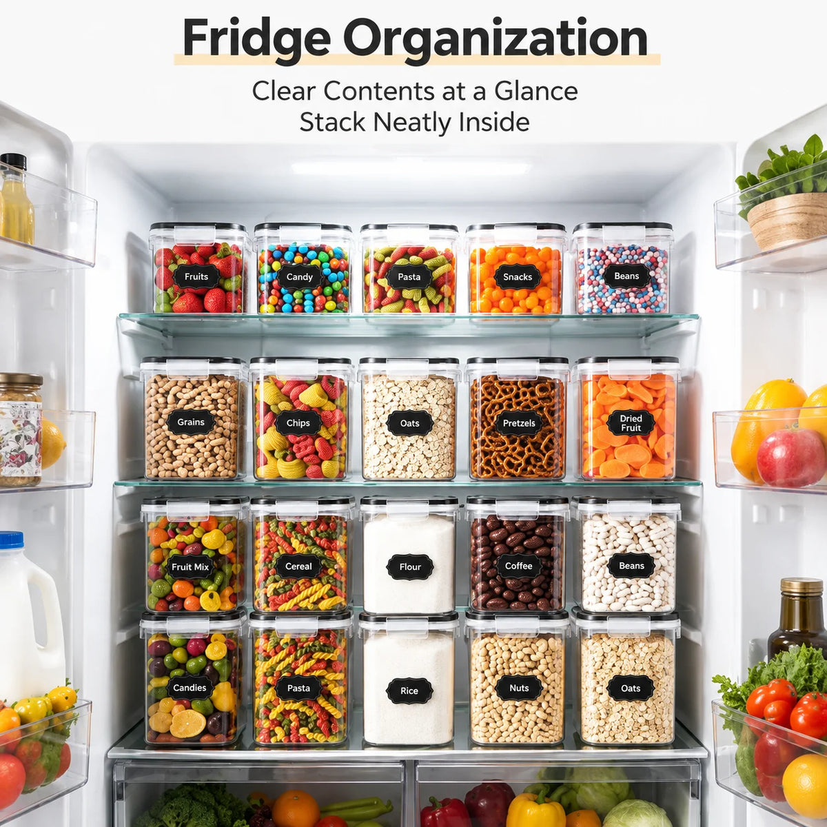 DIAMRI Stackable Airtight Food Storage Canisters for Kitchen Organization