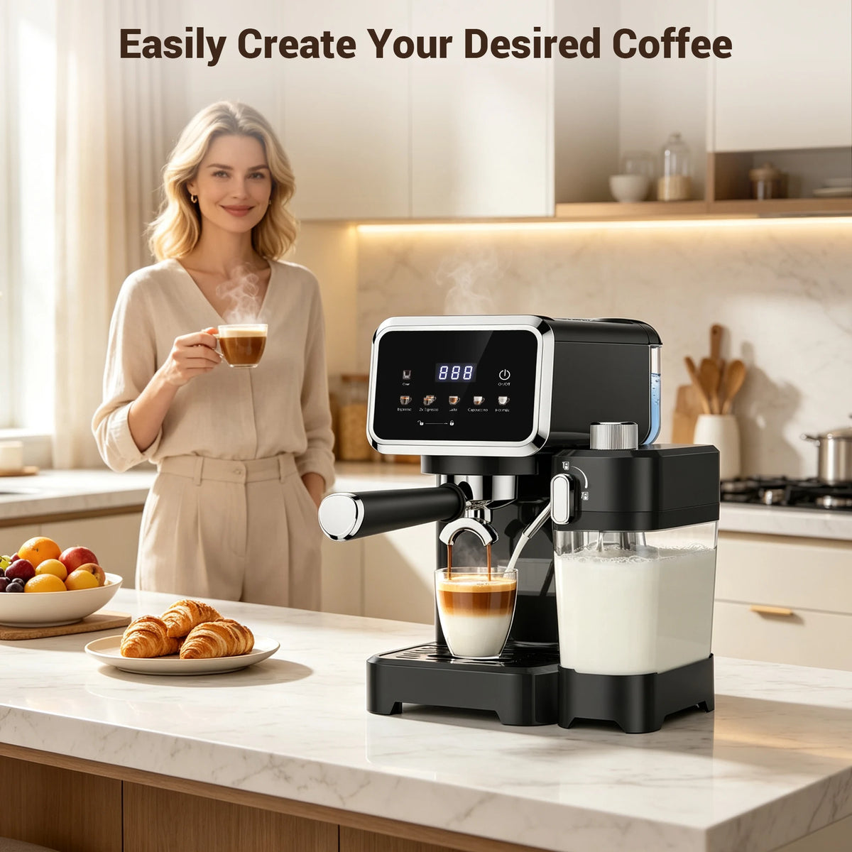 Touchscreen Espresso Machine With Automatic Milk Frother And Dual Boiler