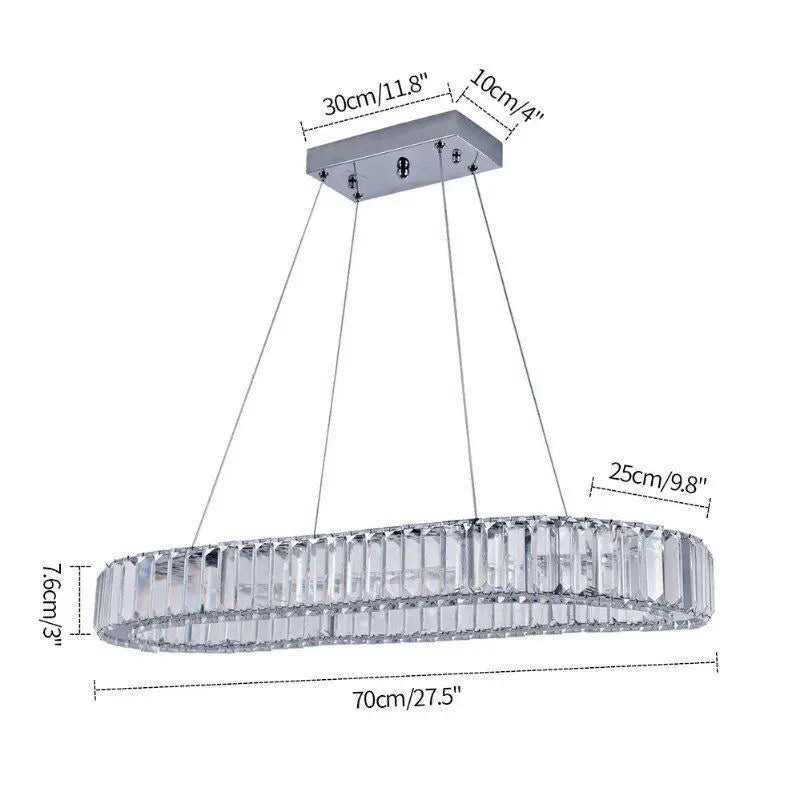 GreeLustr Indoor Crystal Oval Ring Pendant Lamp For Living Room