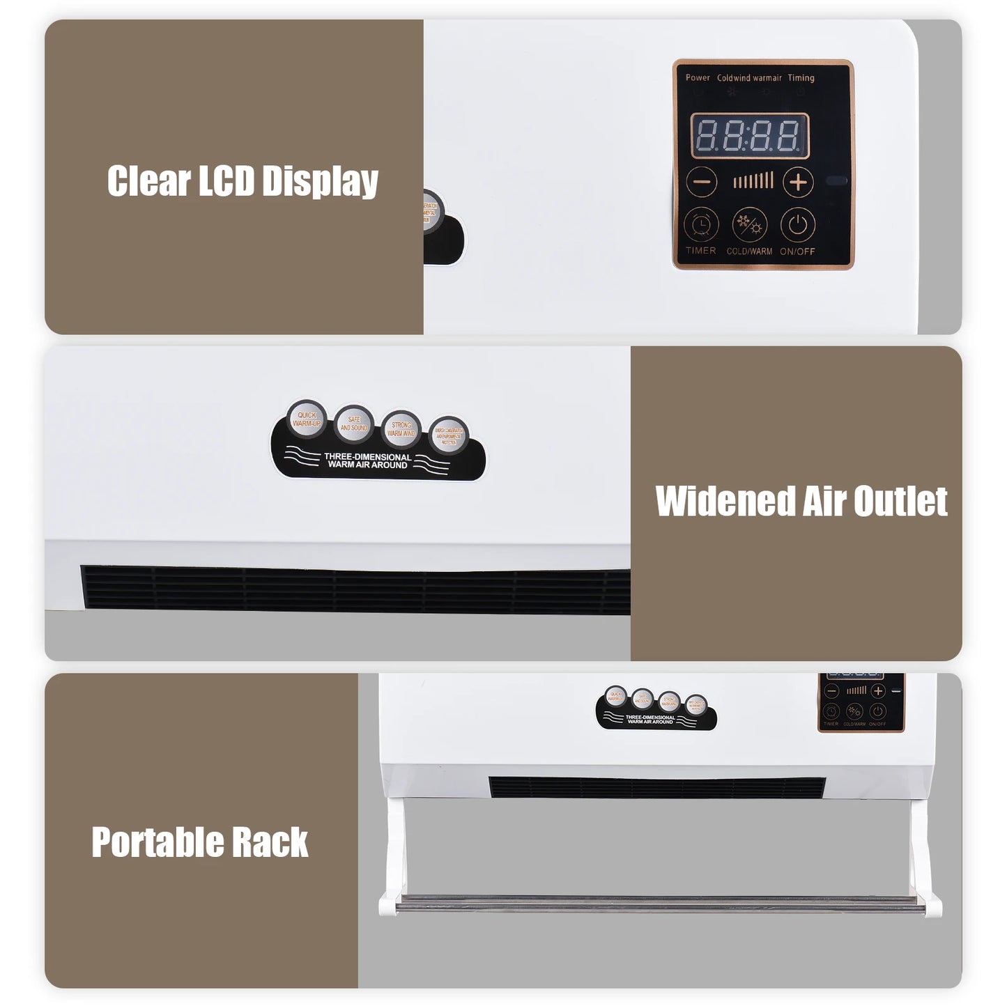 2In1 Heater And Fan Combo 1800W Wall Mounted With Remote