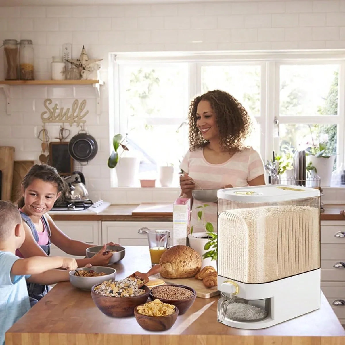 Airtight Rice Dispenser Storage Container With Measuring Cup
