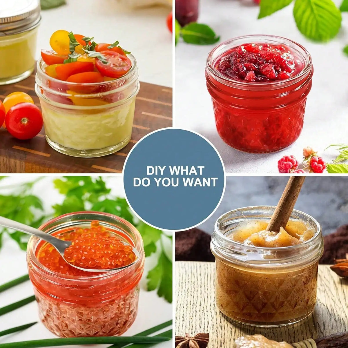 Quilted Glass Mason Jars With Split Lids For Canning
