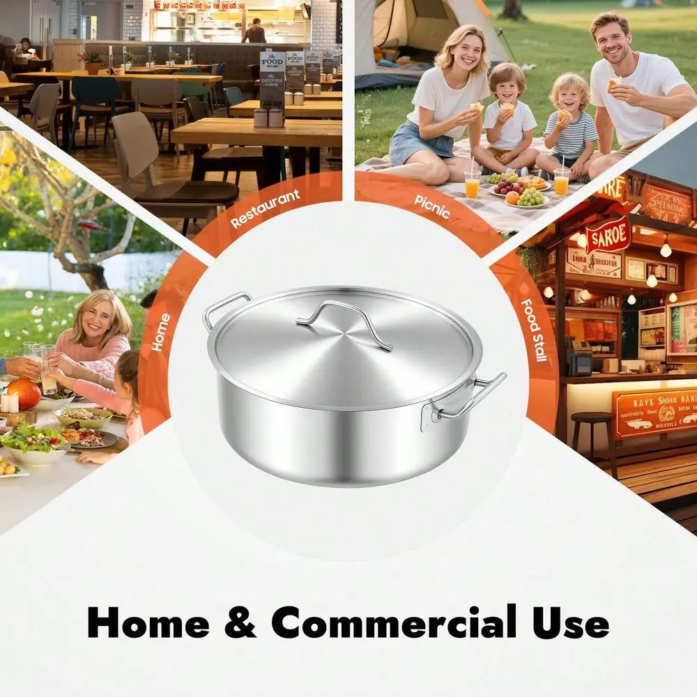 Stainless Steel Stockpot Universal Stove Compatible Cooking Pot