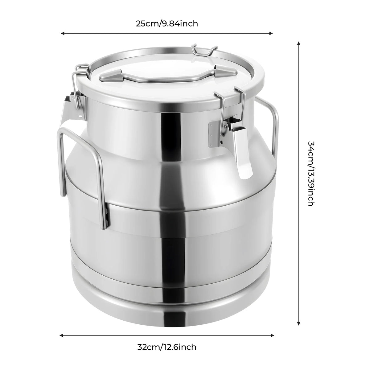 Airtight Stainless Steel Milk Can With Dual Handles