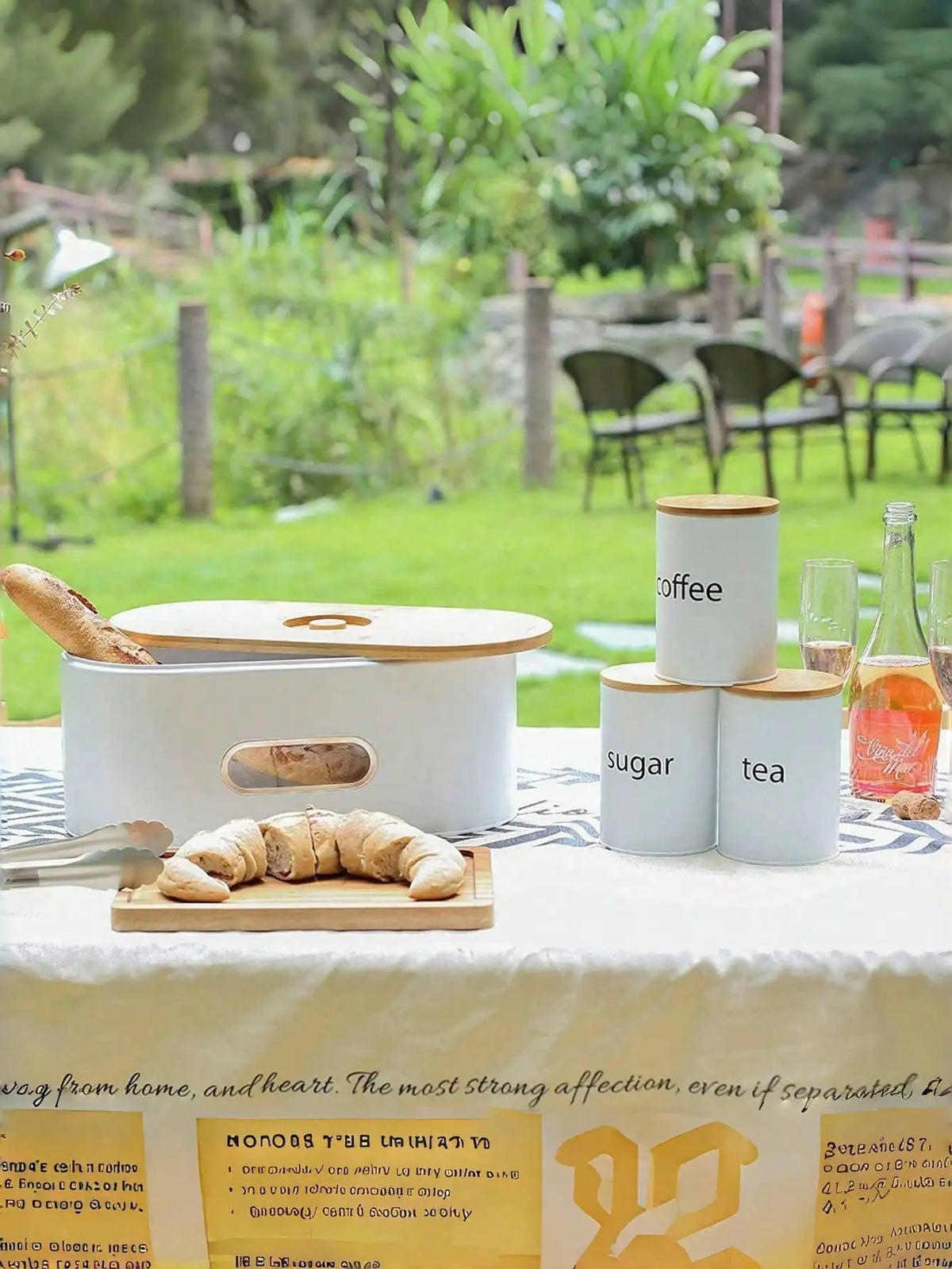 Farmhouse Coffee Tea Sugar Canister Set With Wooden Lids