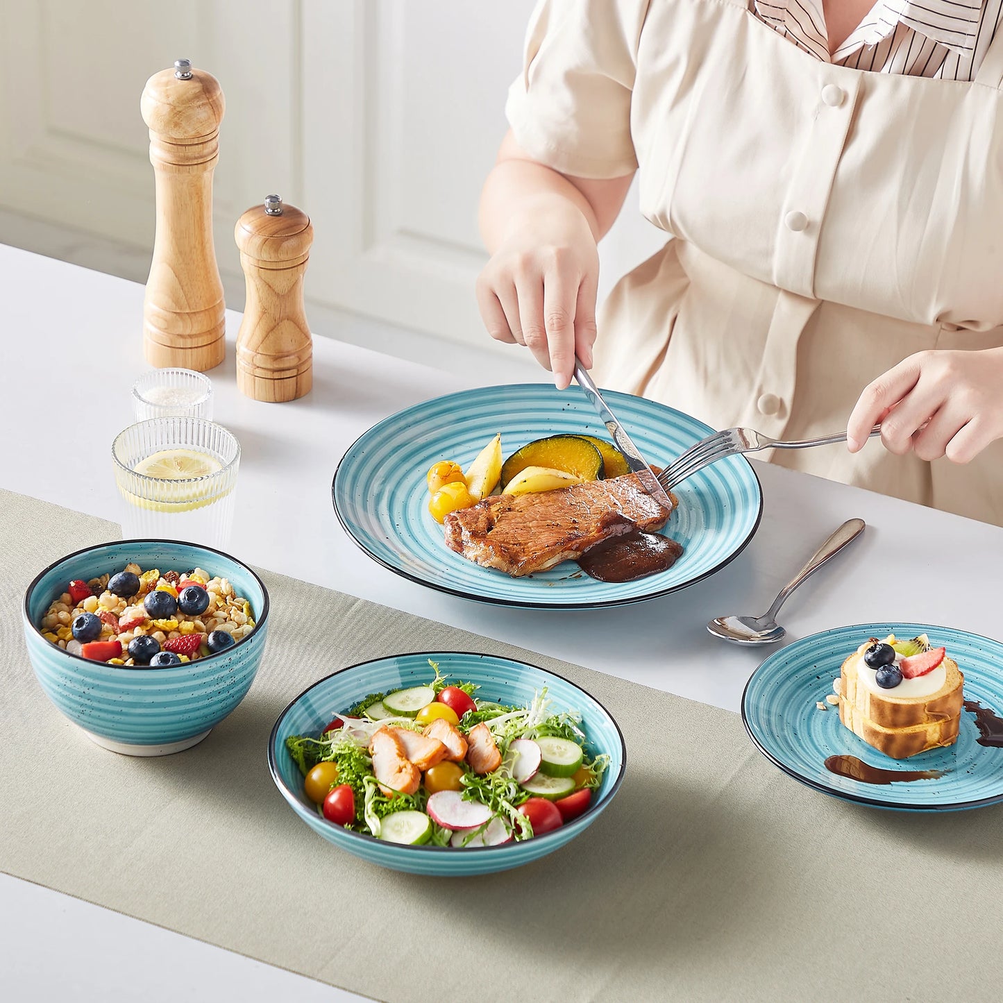 MALACASA Ceramic Dinnerware Set