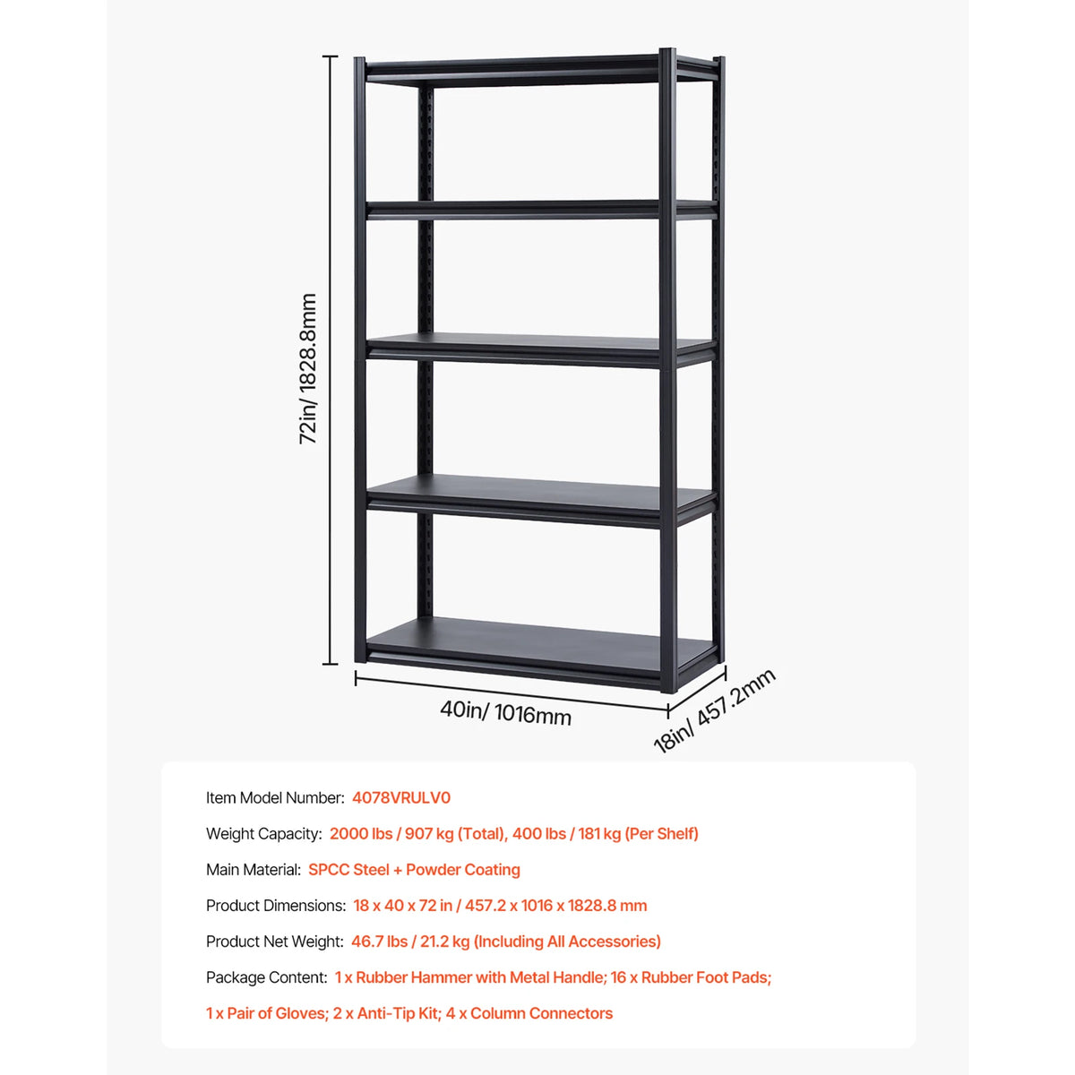 SucceBuy Adjustable Metal Garage Storage Shelving Rack