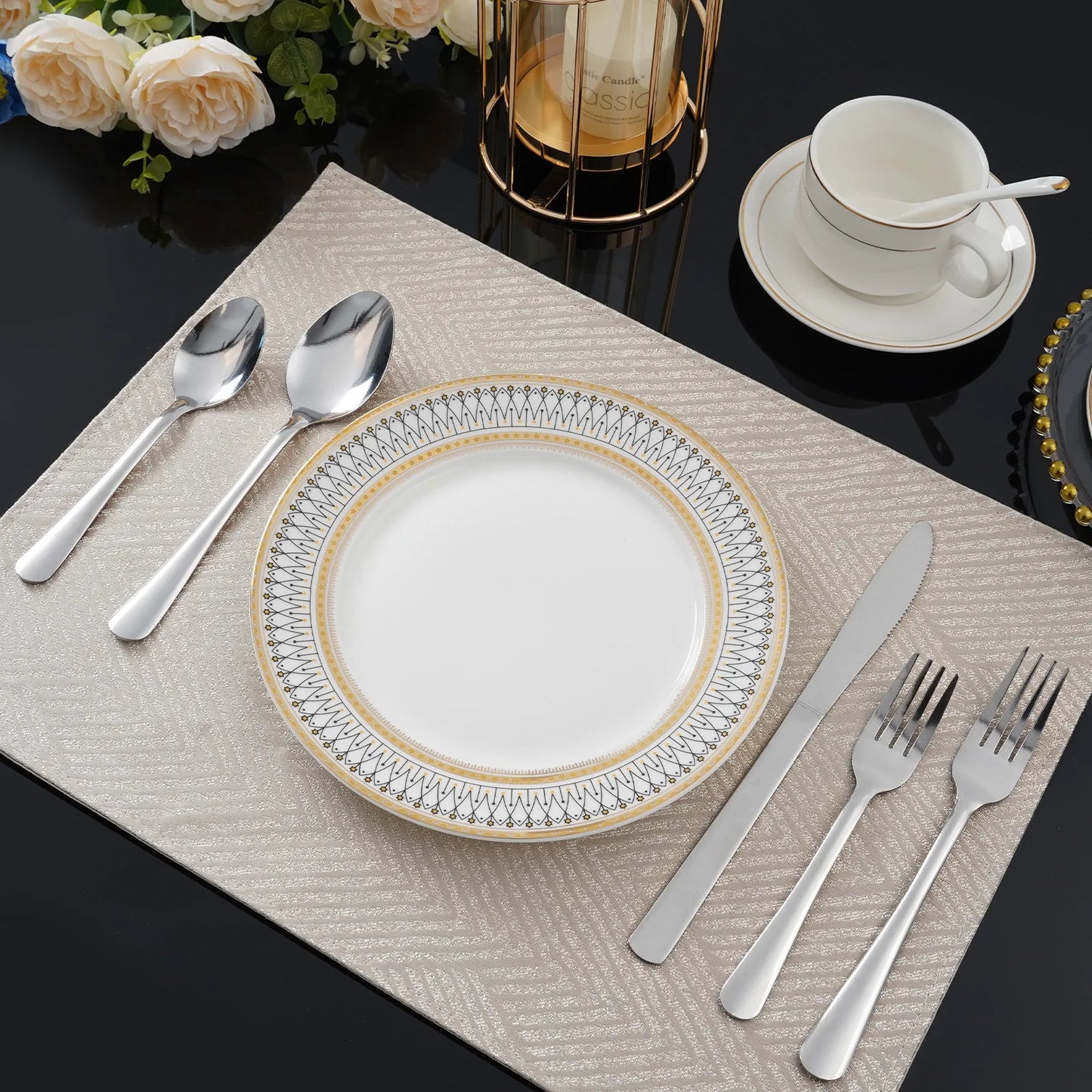 HANSMART 60 Piece Stainless Flatware Set For 12 Dishwasher Safe