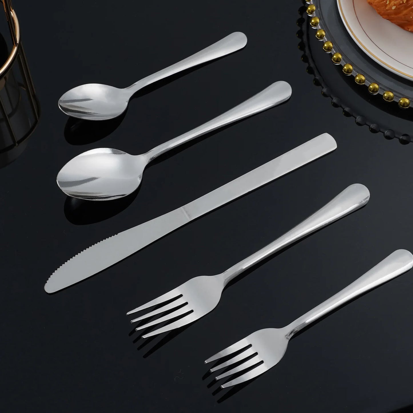 HANSMART 60 Piece Stainless Flatware Set For 12 Dishwasher Safe