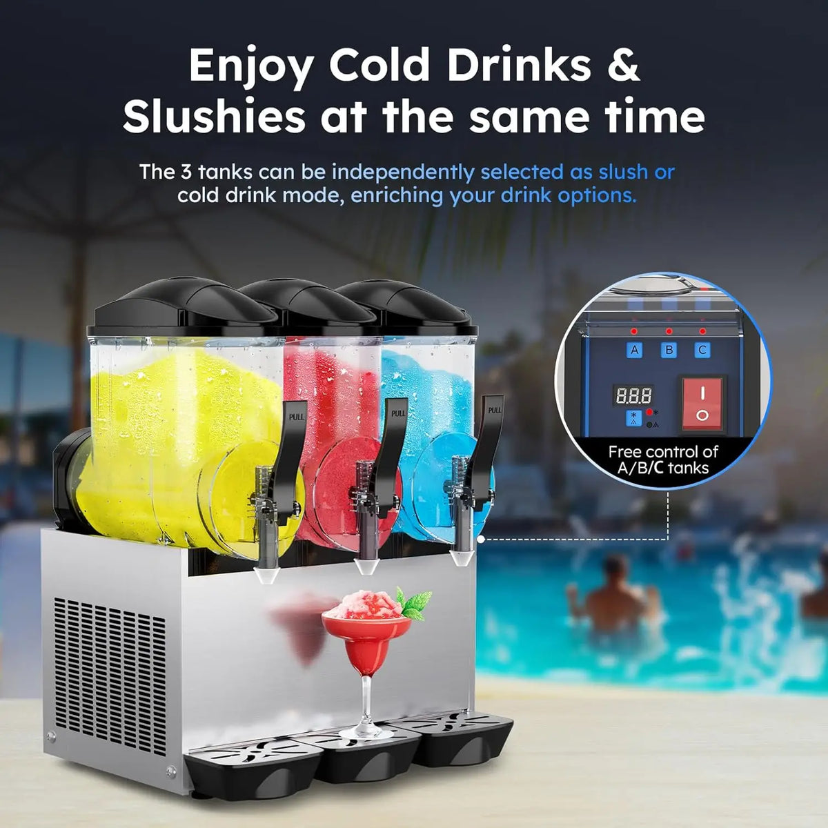 Mojgar Commercial Margarita And Slushy Machine With Self Cleaning Mode