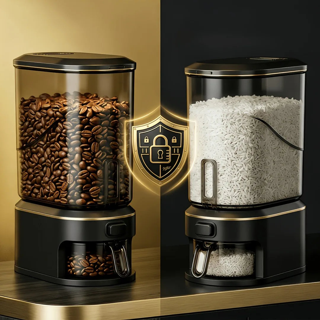 Transparent Rice Dispenser With Measuring Cup For Dry Food Storage