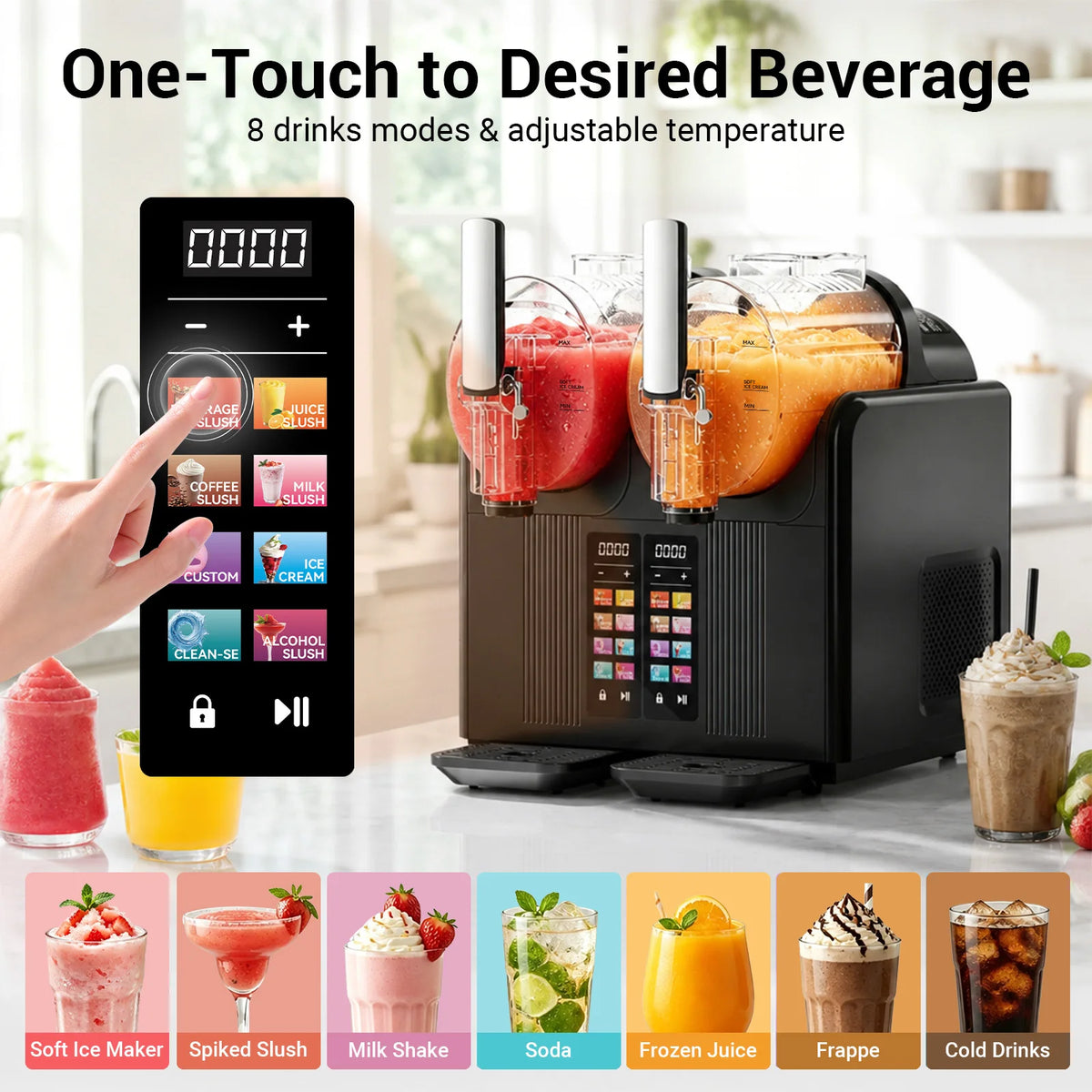 Frozen Drink Slushie Machine With Preset Modes And LED Display