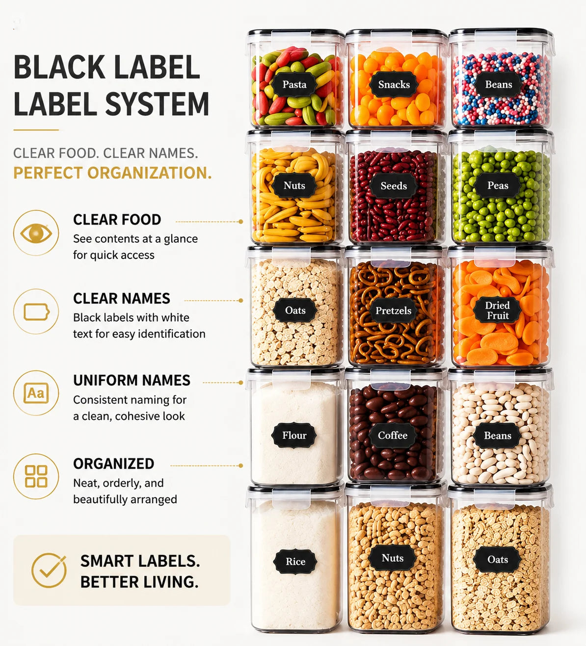 DIAMRI Stackable Airtight Food Storage Canisters for Kitchen Organization