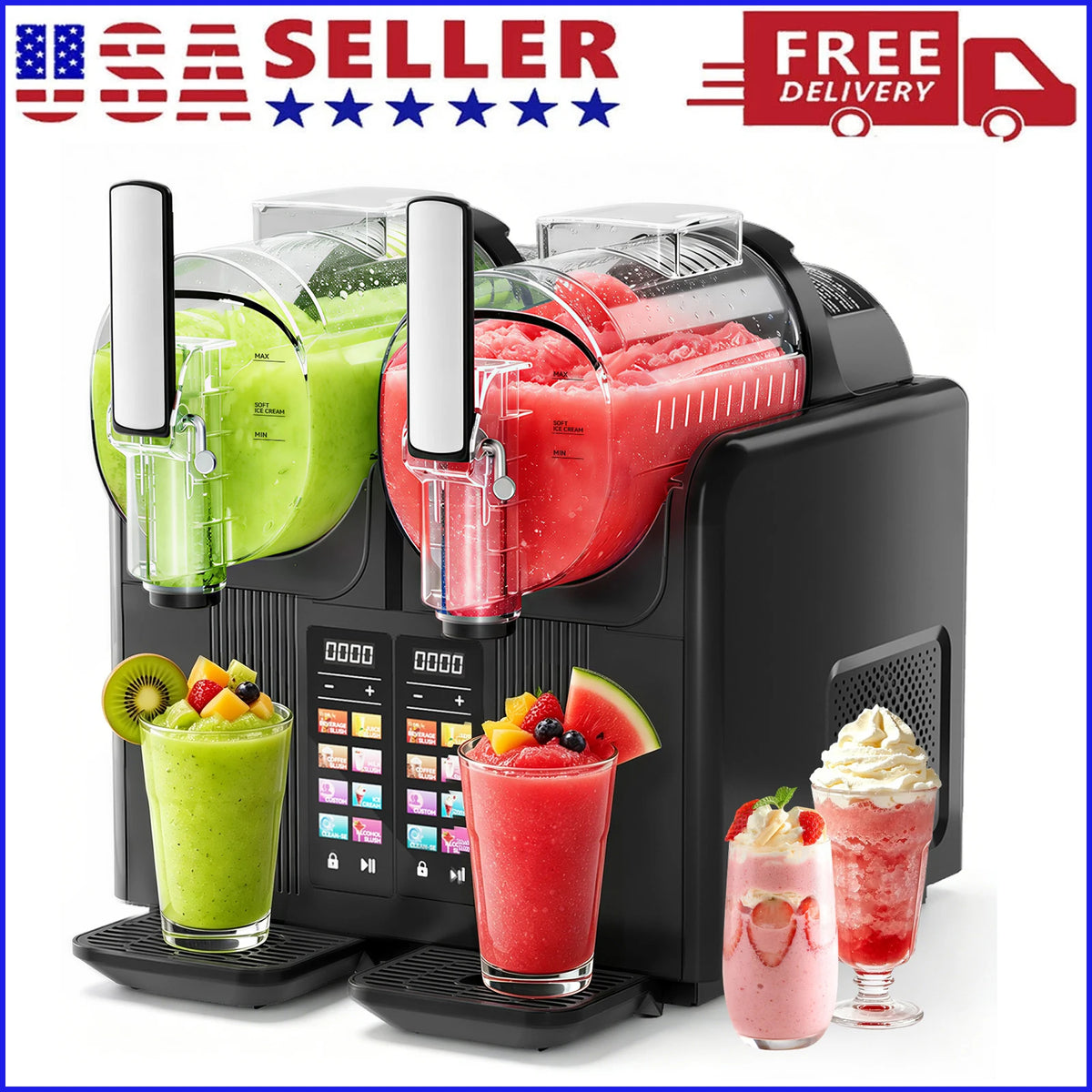 Frozen Drink Slushie Machine With Preset Modes And LED Display