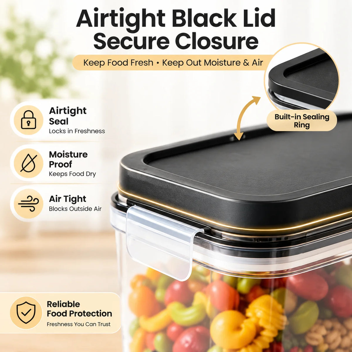 DIAMRI Stackable Airtight Food Storage Canisters for Kitchen Organization