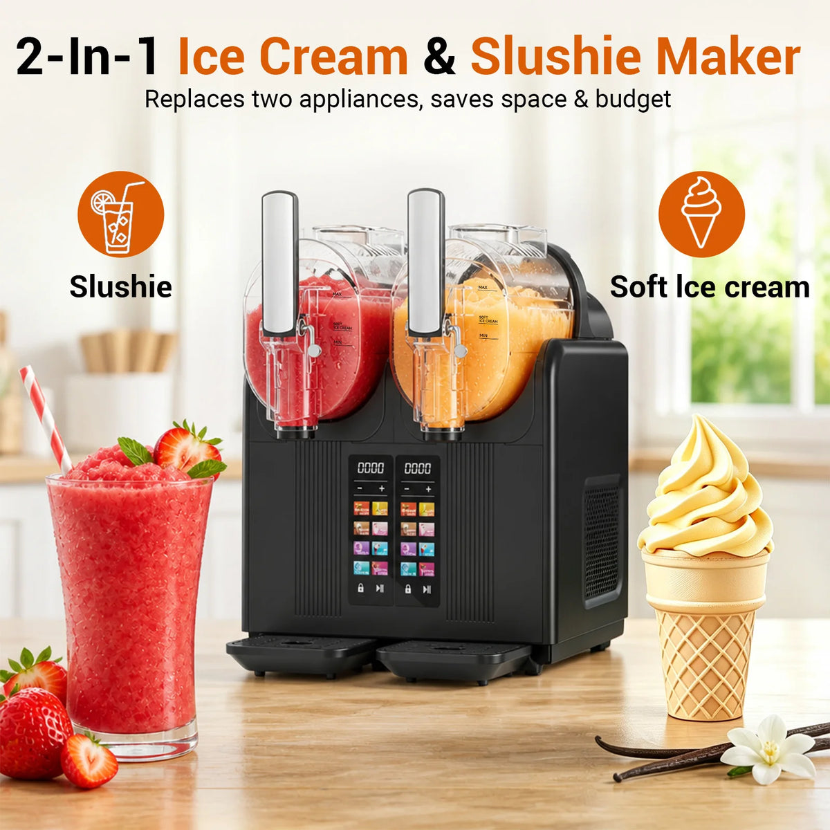 Frozen Drink Slushie Machine With Preset Modes And LED Display