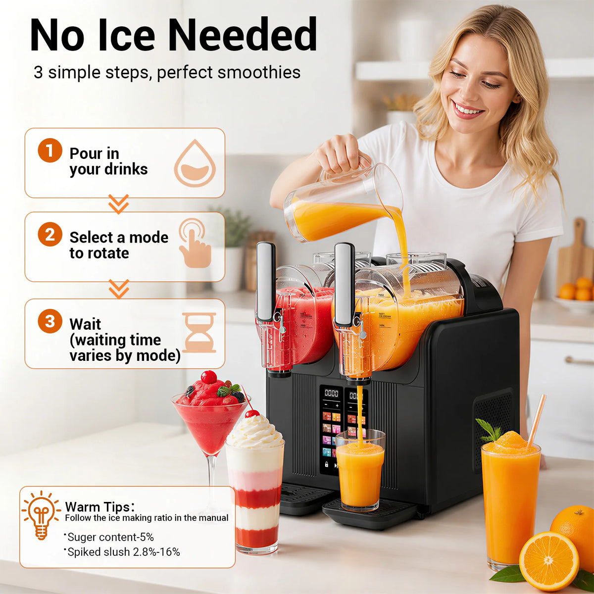 Frozen Drink Slushie Machine With Preset Modes And LED Display