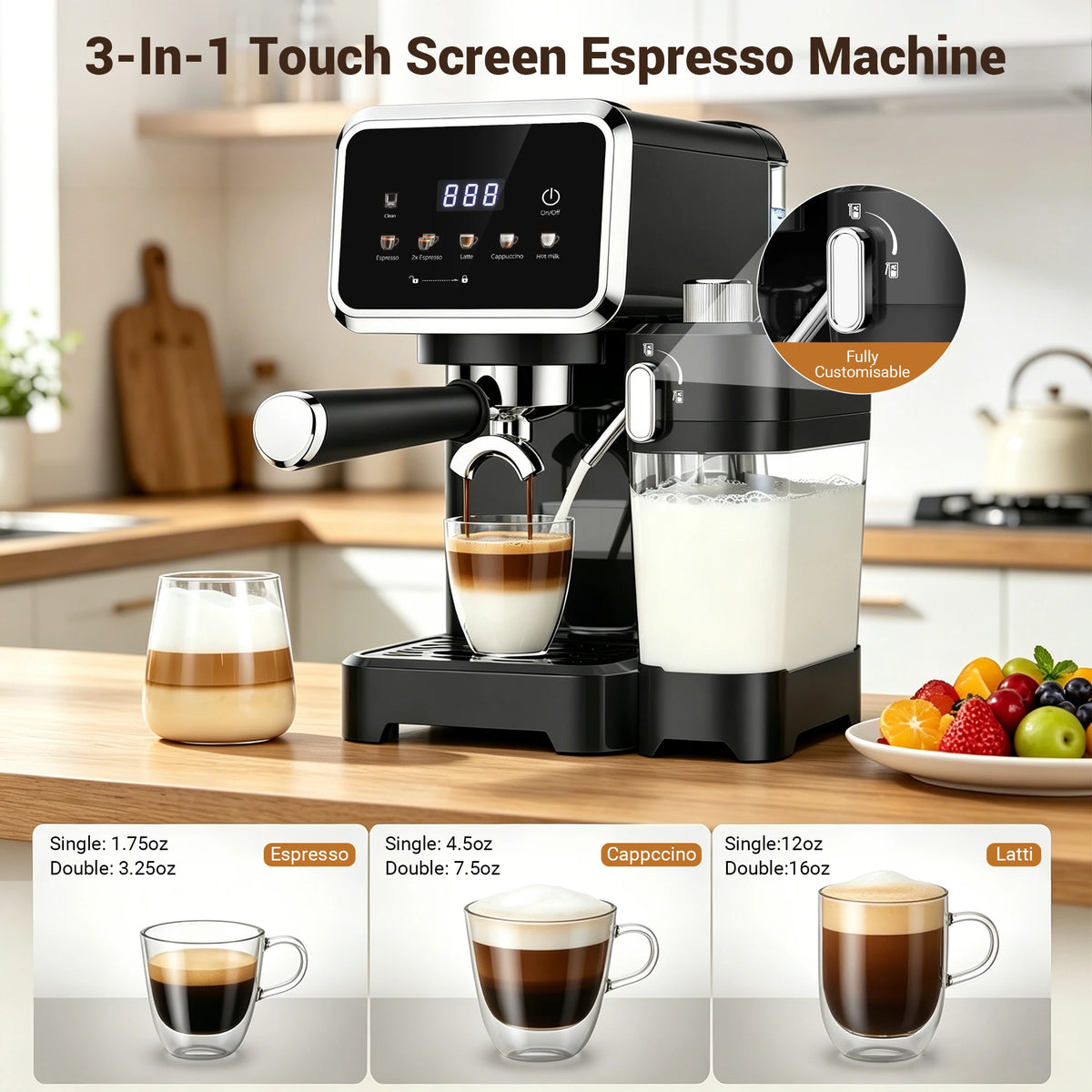 Touchscreen Espresso Machine With Automatic Milk Frother And Dual Boiler