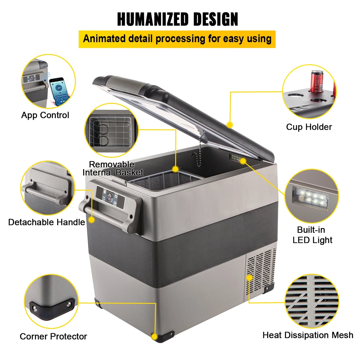 SucceBuy Car Refrigerator Portable Compressor Cooler Mini Fridge 12V DC