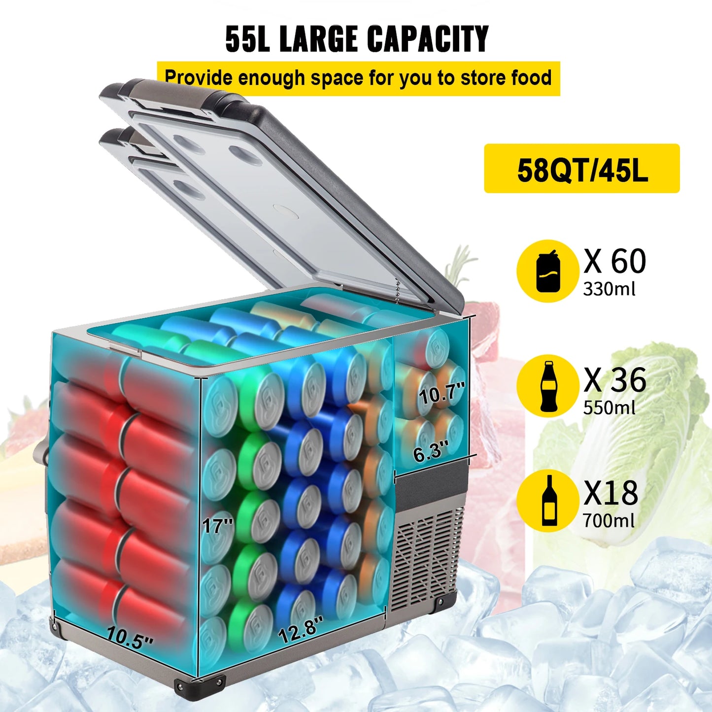 SucceBuy Car Refrigerator Portable Compressor Cooler Mini Fridge 12V DC