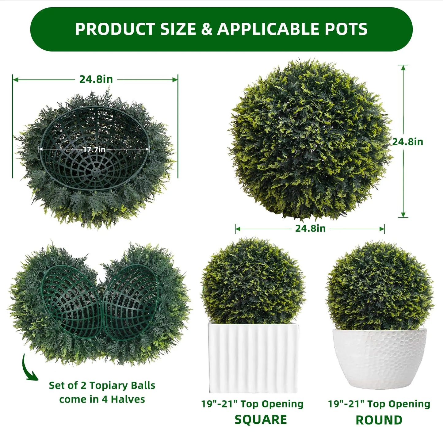 Studyset Outdoor Topiary Balls Artificial Cedar 2 Pack