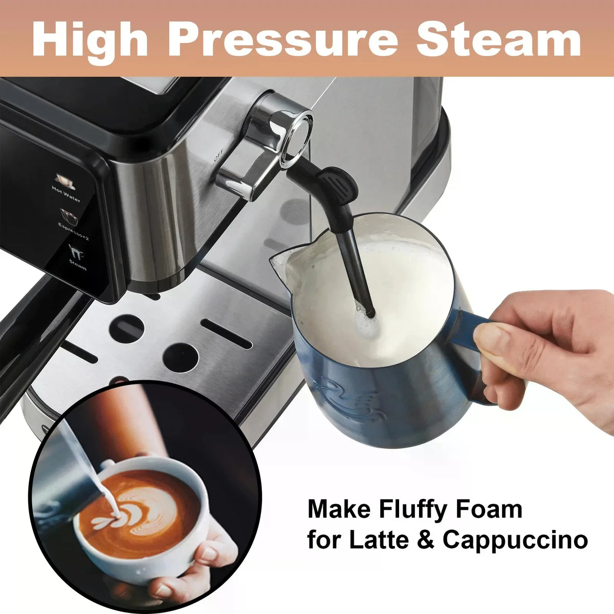 Dual Boiler Espresso Machine With LCD Touchscreen And Milk Frother