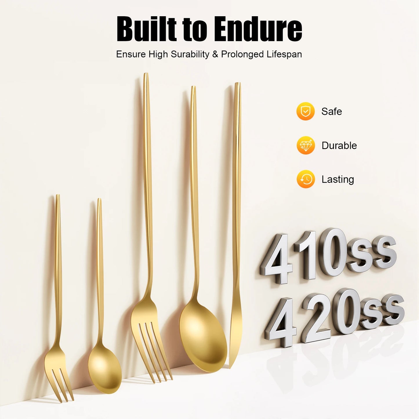 90-Piece 420 Stainless Steel Flatware Set Heavy Duty
