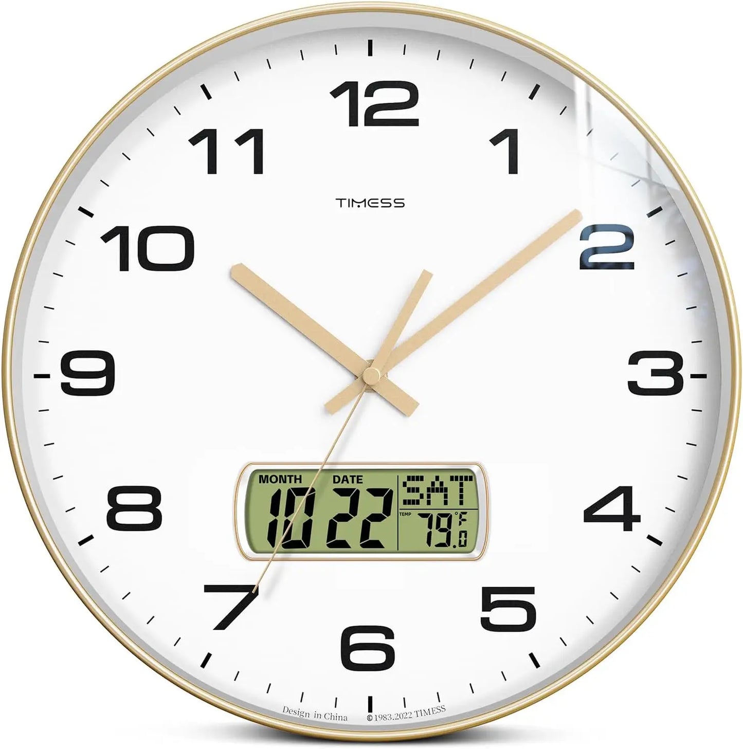 Calendar Wall Clock With Fahrenheit Temperature Display