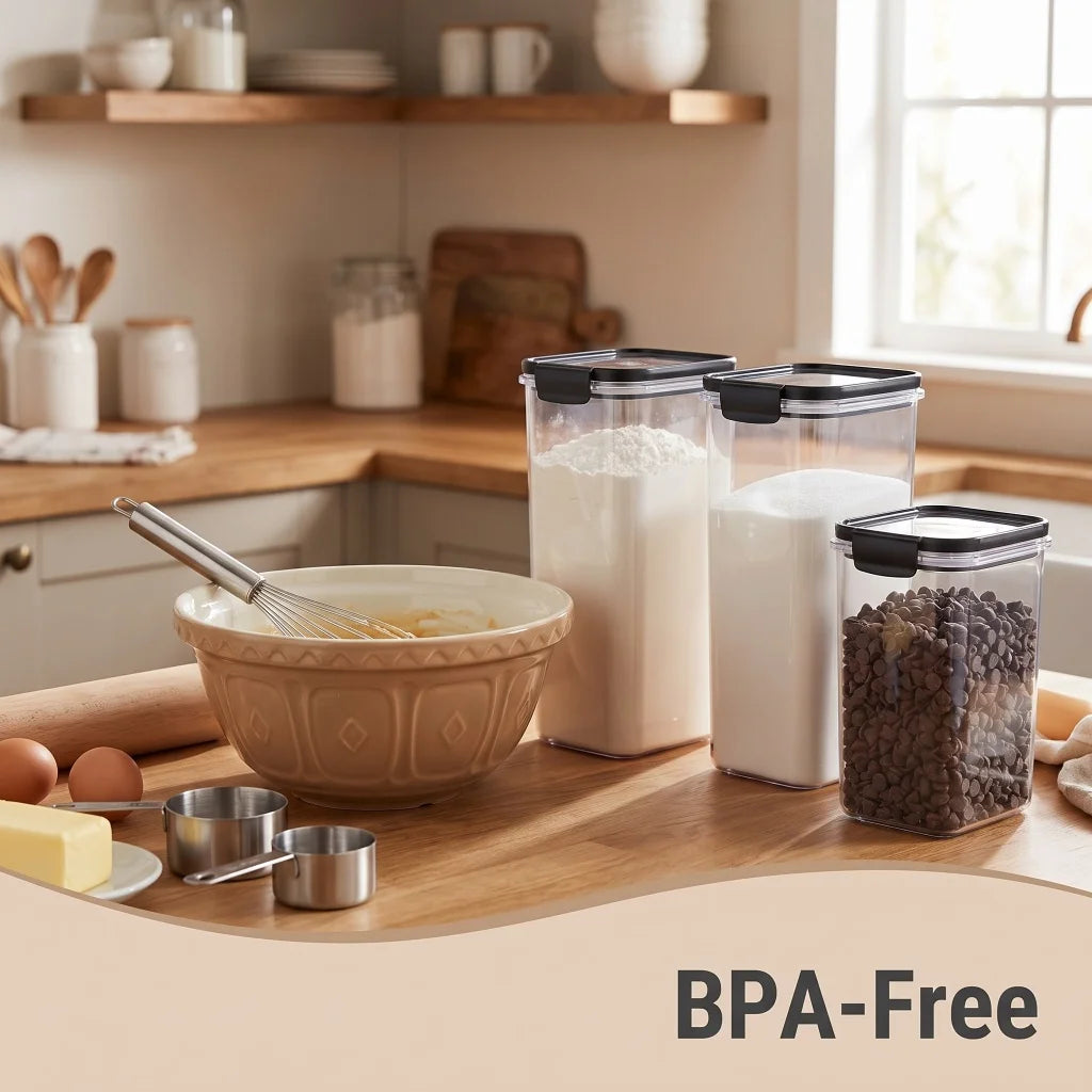 Airtight Plastic Food Storage Containers for Pantry Organization