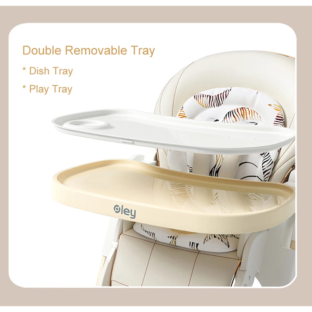 Luxury Baby High Chair With Removable Seat Tray Adjustable Height