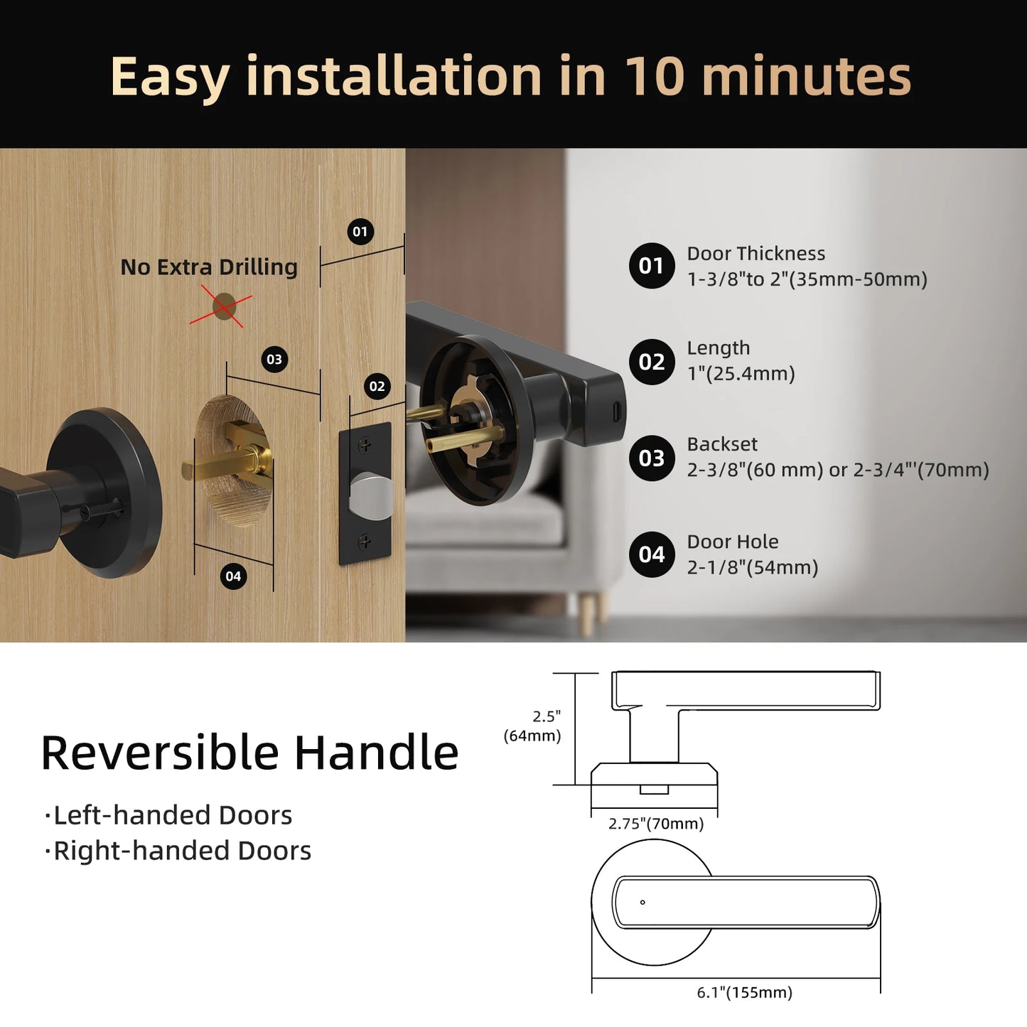 Viladepot Biometric Fingerprint Smart Lock With App Control and Keypad