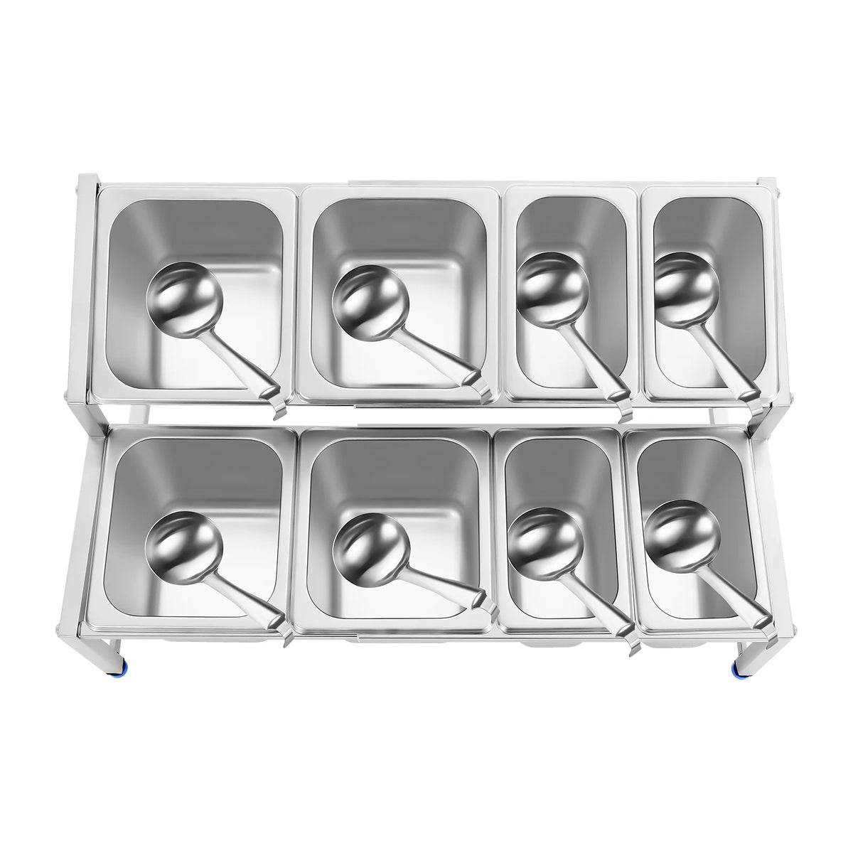 Expandable Stainless Steel Spice Rack With Food Pans And Lids