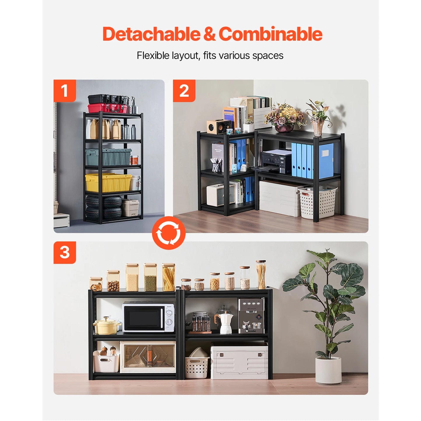 SucceBuy 5-Tier Garage Storage Shelves Adjustable Metal Rack