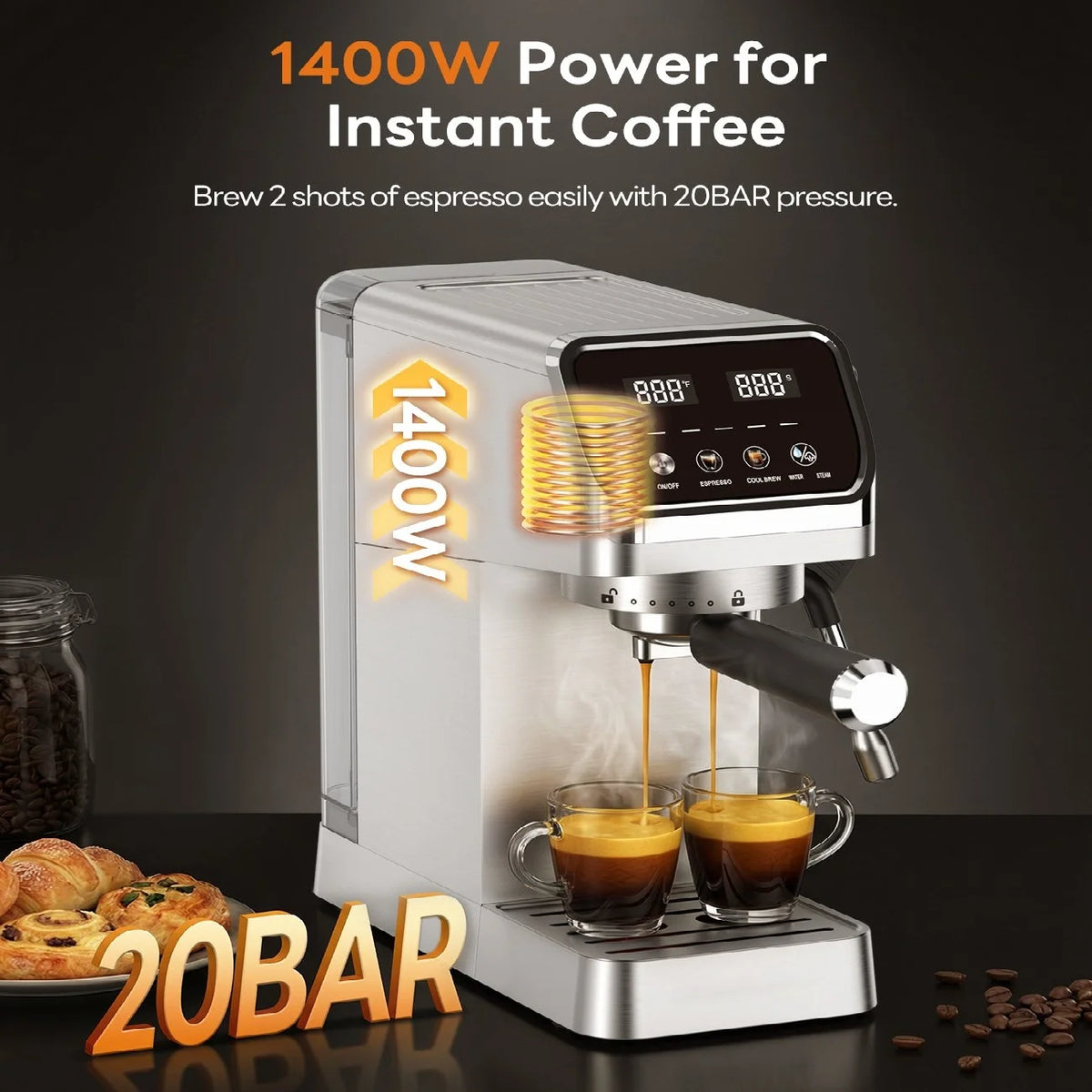 Espresso Maker With Milk Frother And Touchscreen