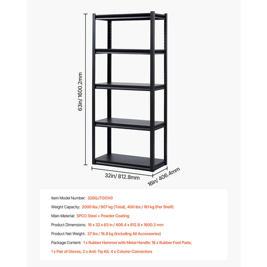 SucceBuy Adjustable Metal Garage Storage Shelving Rack