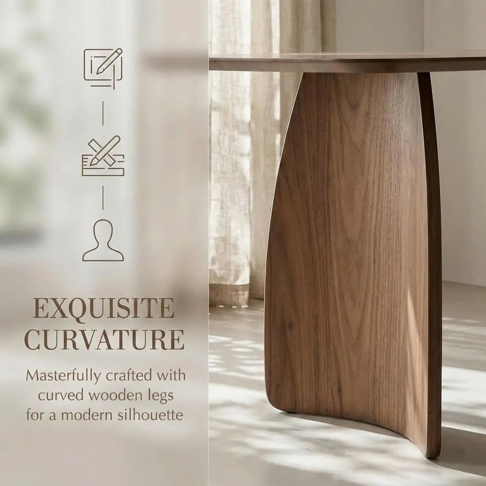 Walnut Solid Wood Dining Table Curved Legs