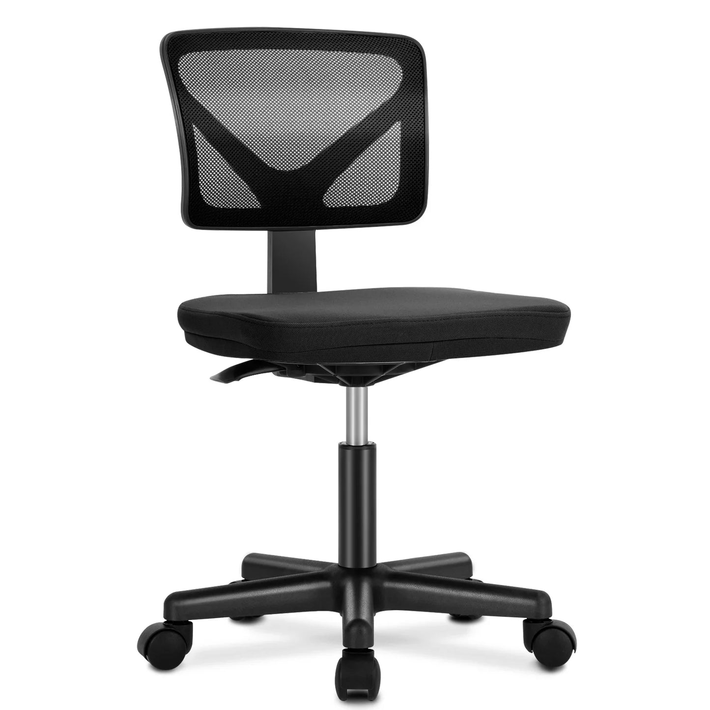 JHK Mesh Lumbar Support Armless Office Chair with Wheels