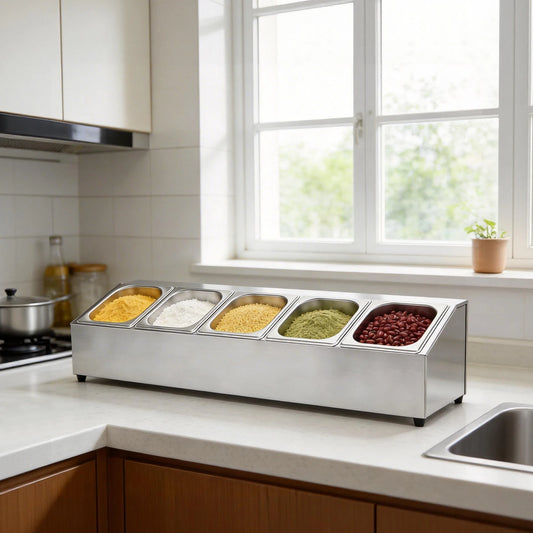 Pizza Topping Organizer With Pans And Lids For Kitchen Prep