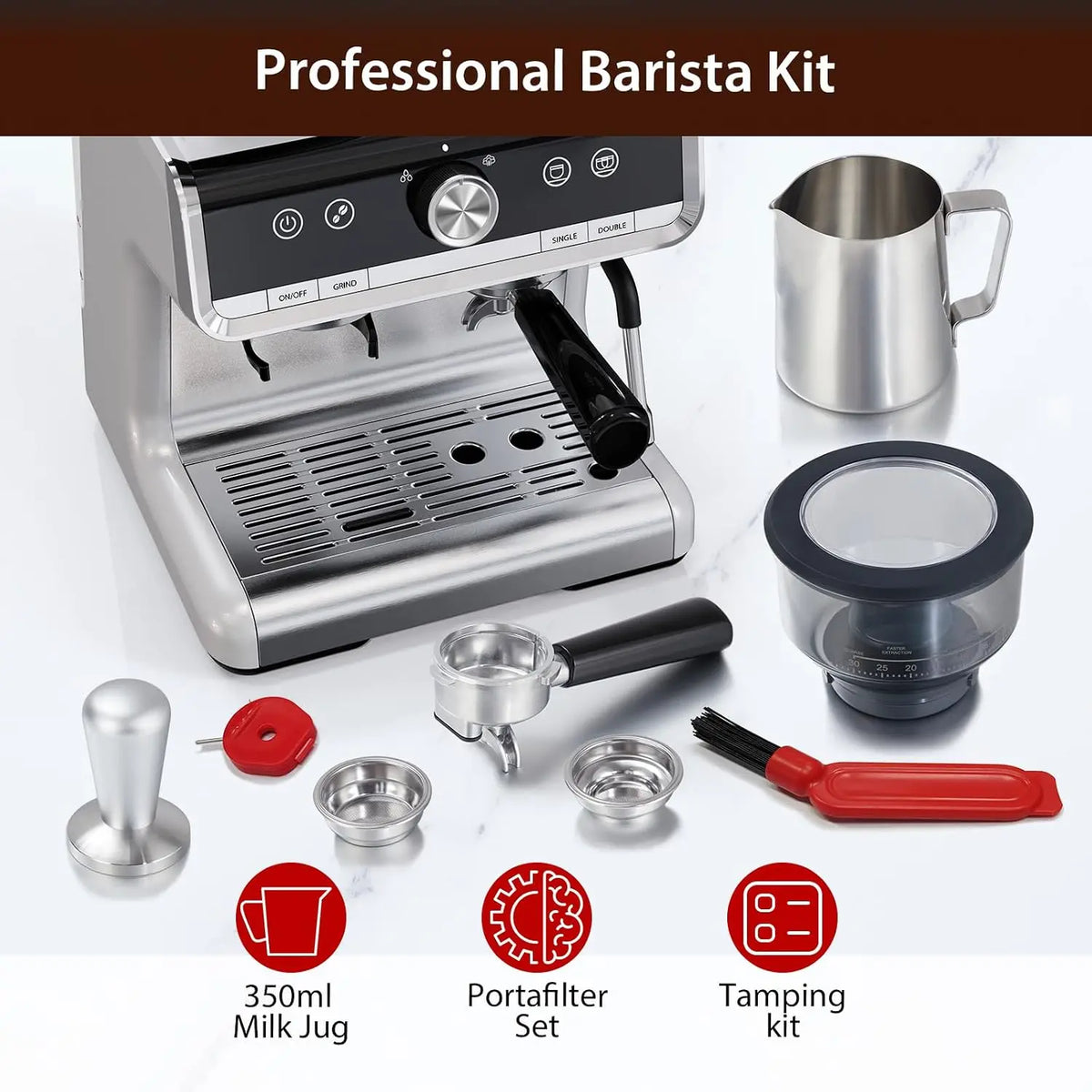 Espresso Machine With Conical Burr Grinder And Milk Frother