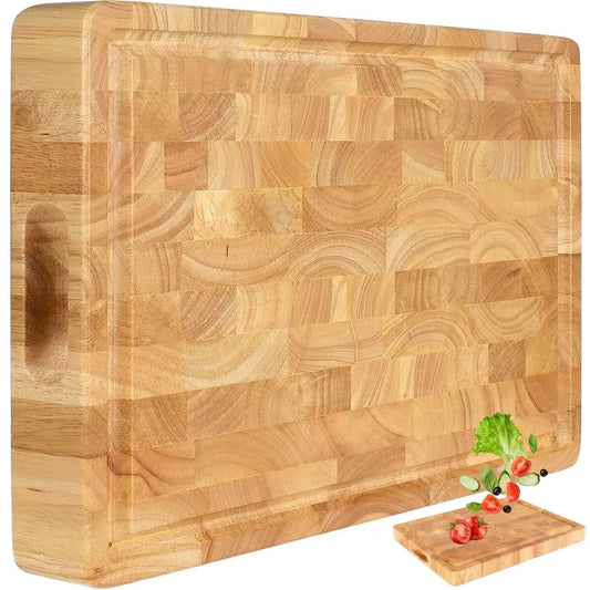 End Grain Bamboo Cutting Board With Juice Groove Reversible
