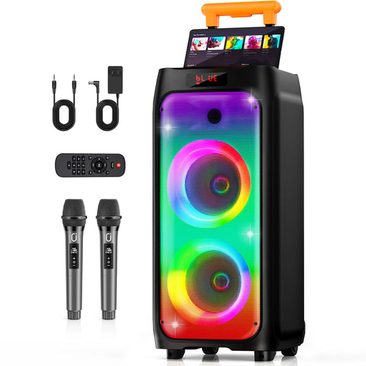 FanFun Karaoke Machine With Portable Bluetooth Speaker And Two Microphones