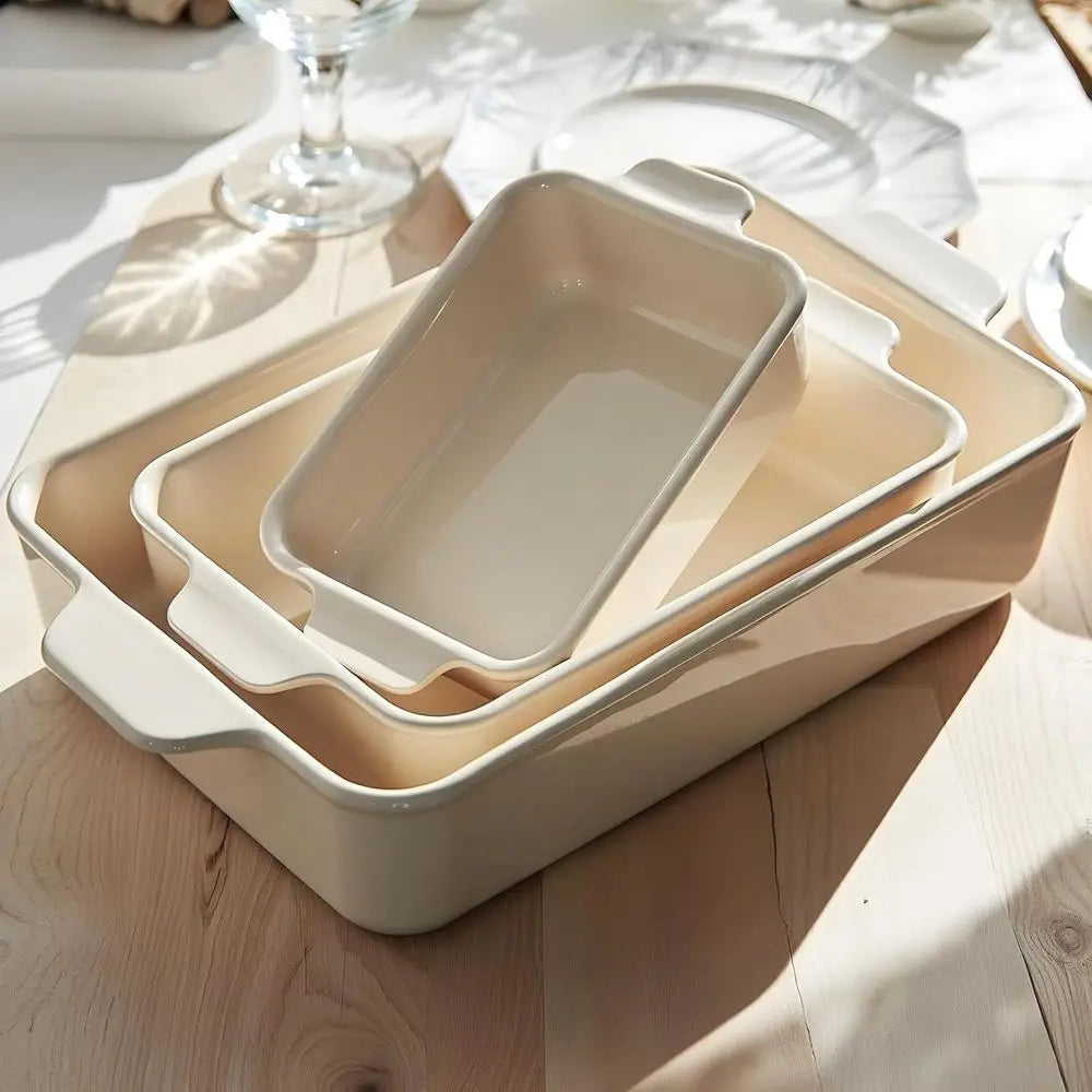 Three Piece Stainless Steel Bakeware Set Microwave And Dishwasher Safe