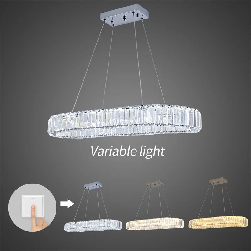 GreeLustr Indoor Crystal Oval Ring Pendant Lamp For Living Room