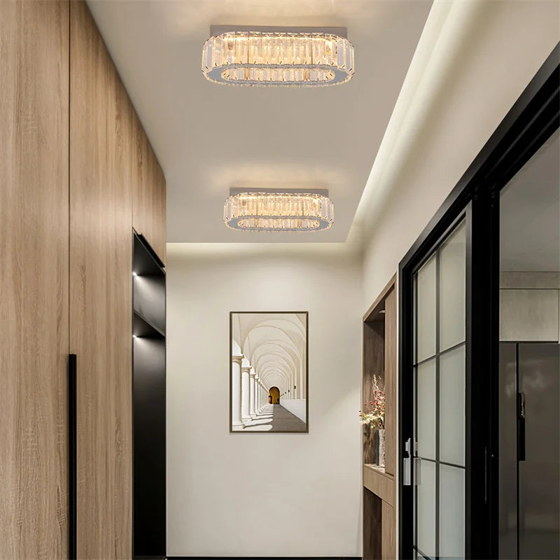 GreeLustr Indoor Crystal Oval Ring Pendant Lamp For Living Room