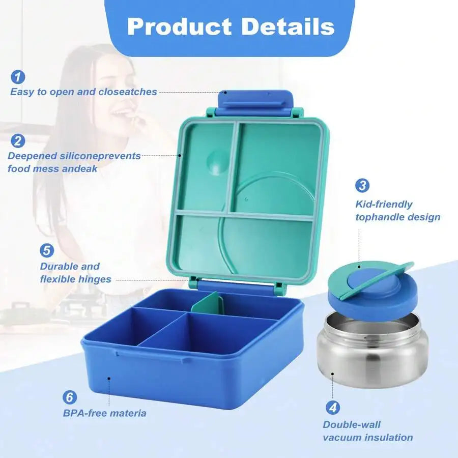 Leakproof Bento Lunch Box With Stainless Steel Thermos Jar