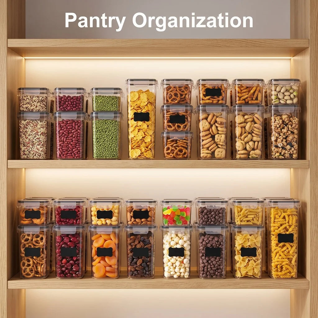 Airtight Plastic Food Storage Containers for Pantry Organization