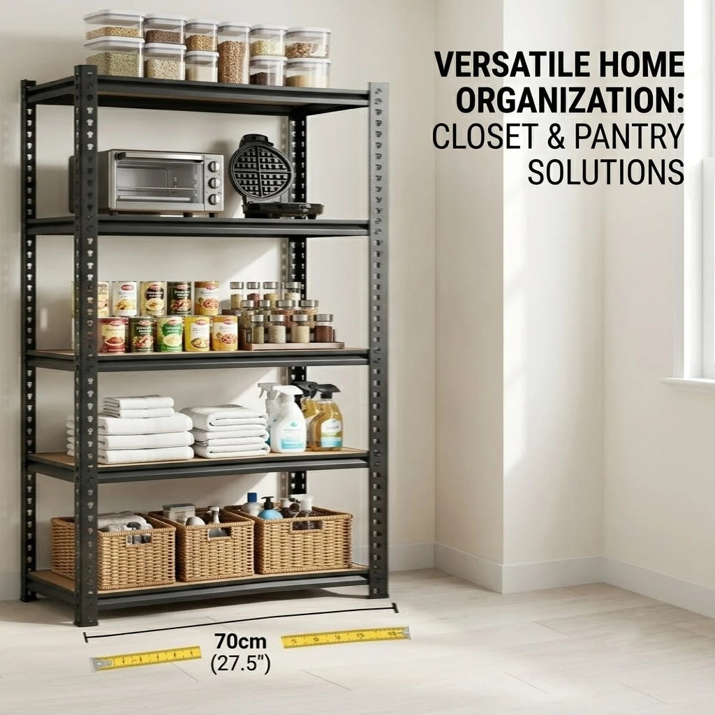 Slim Five Tier Heavy Duty Metal Storage Rack