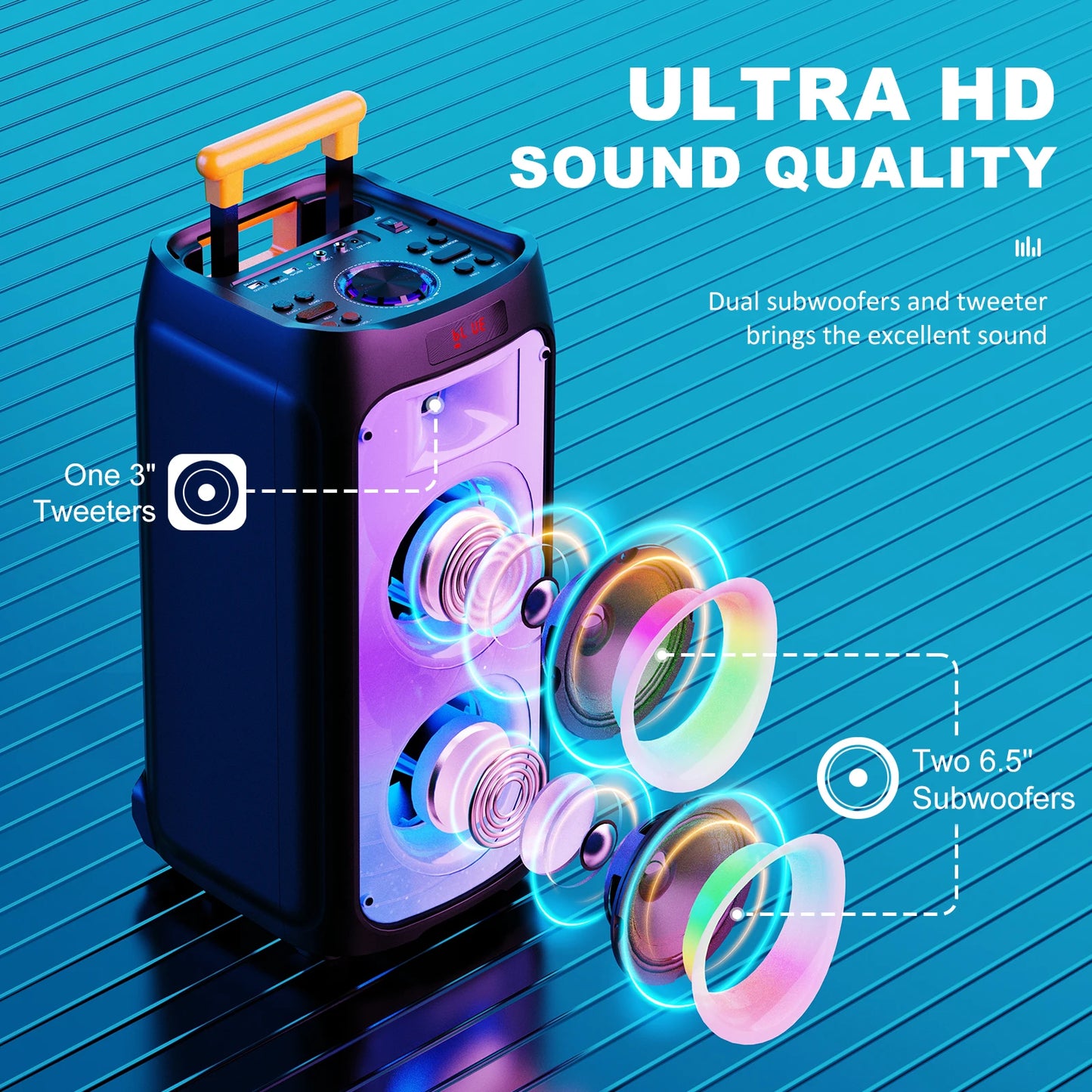 FanFun Karaoke Machine With Portable Bluetooth Speaker And Two Microphones